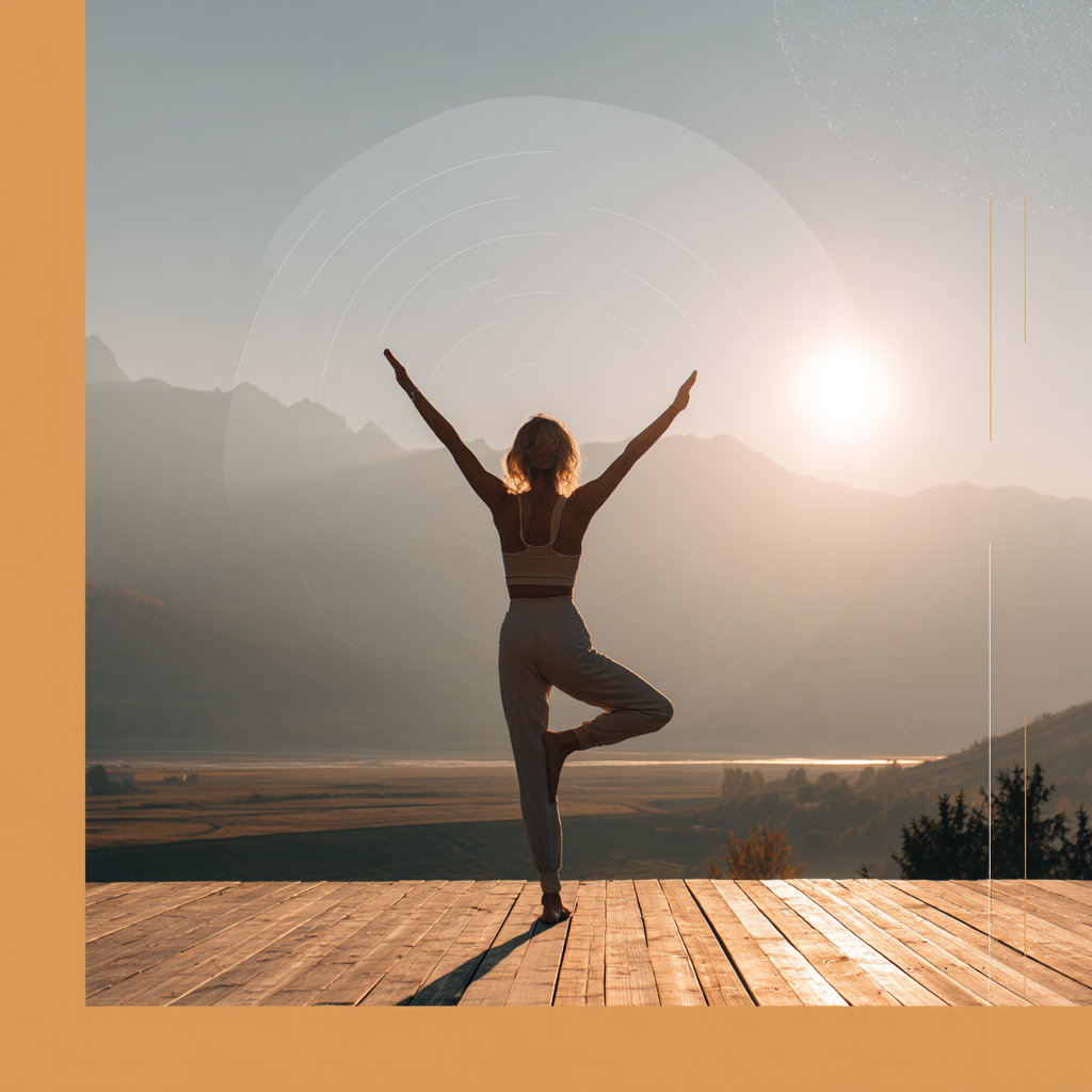 Жінка практикує йогу на пляжі під час заходу сонця